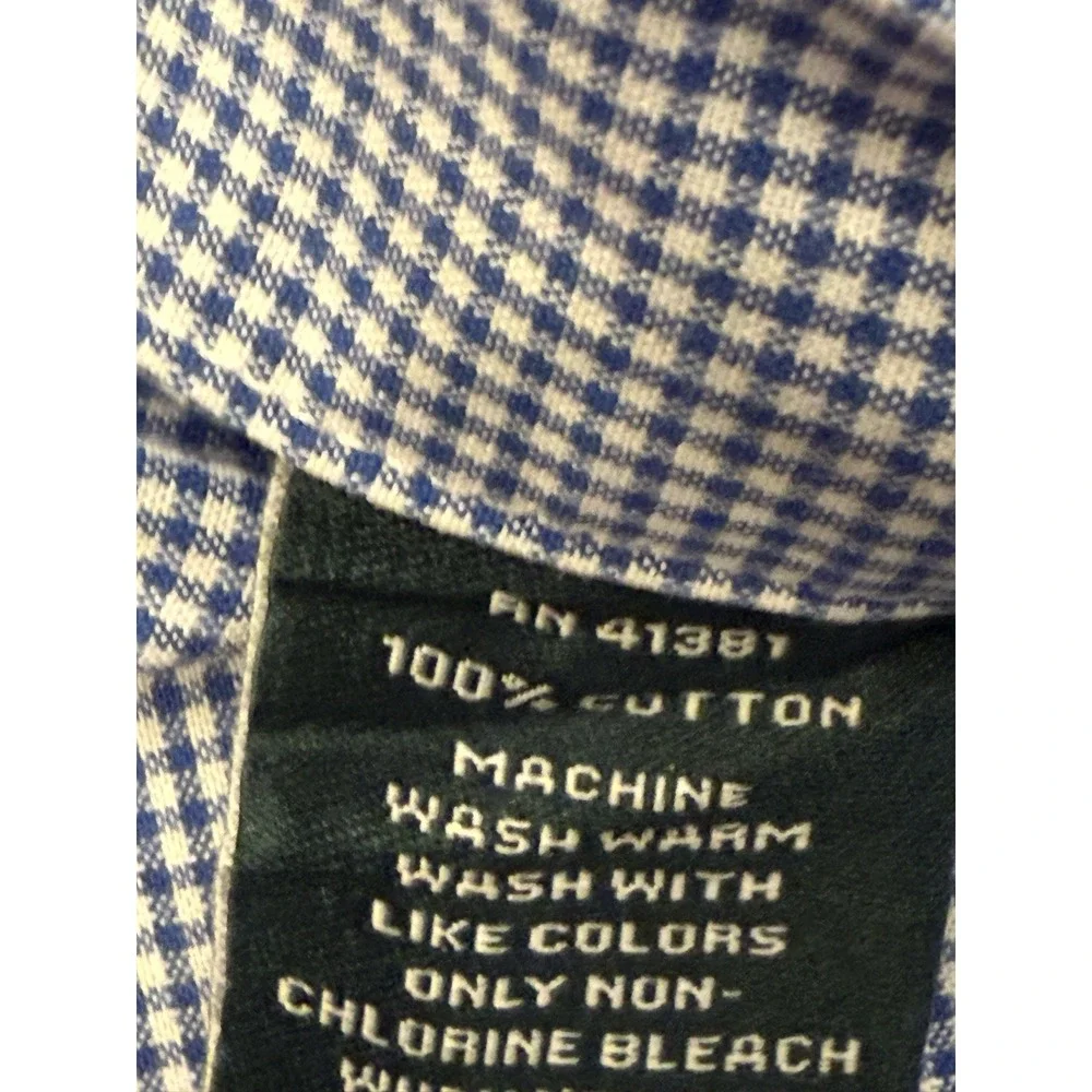 Lauren Ralph Lauren Mens Button Up Blue Check Shirt Classic Fit Size 15.5 34/35 - Picture 7 of 9
